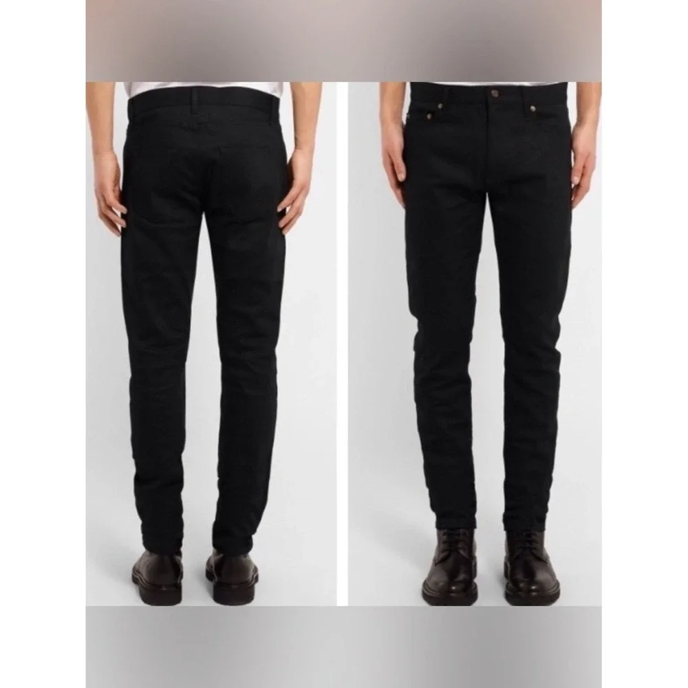 Saint Laurent Paris D14 Black Slim-fit Low-waist Mens Jeans Denim Italy 34×32